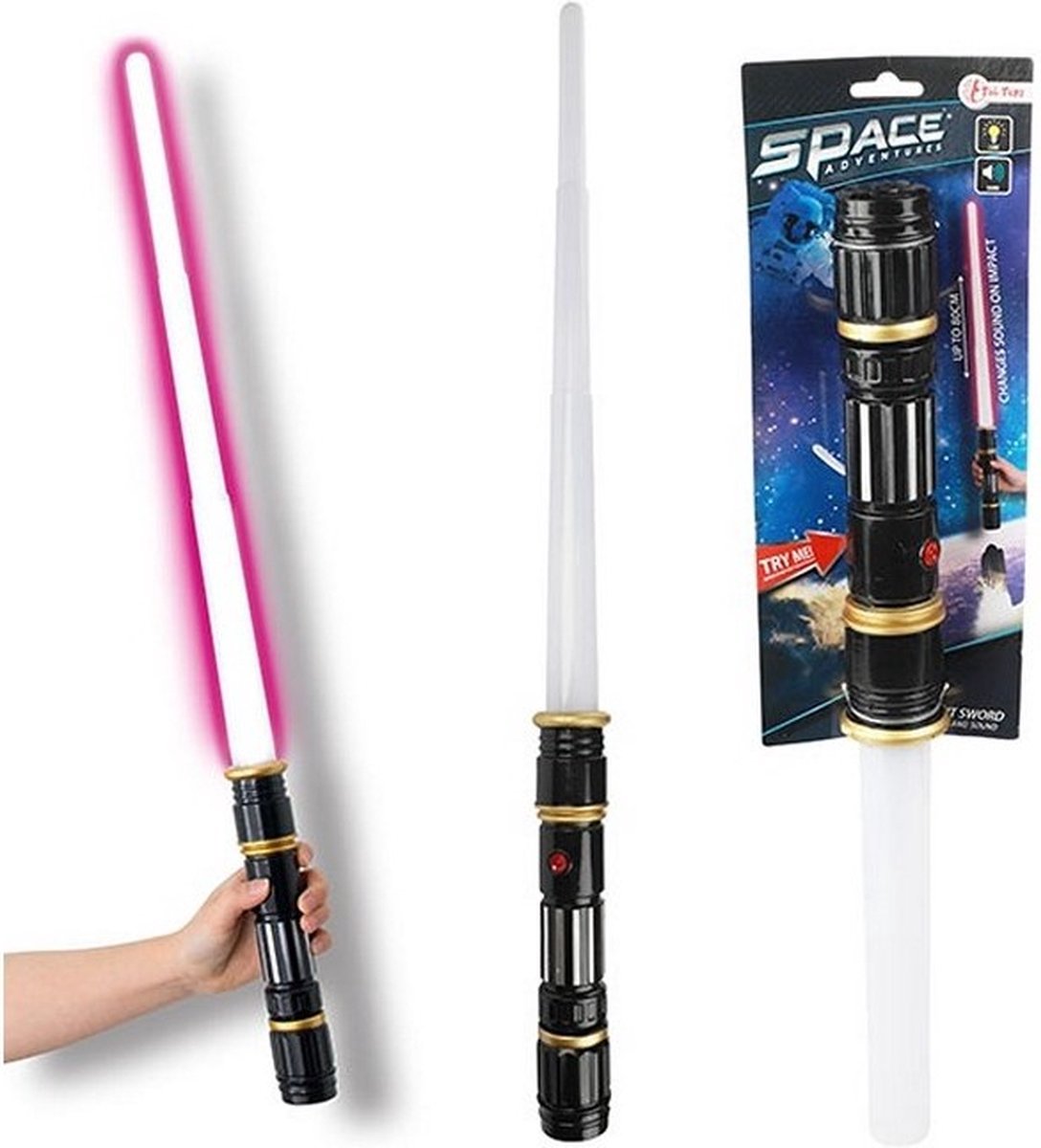 Uitschuifbare Lightsaber licht zwaard LED + geluid  80 cm - multi kleur - inclusief batterijen - Lichtzwaard -Force- op kaart - 80 cm