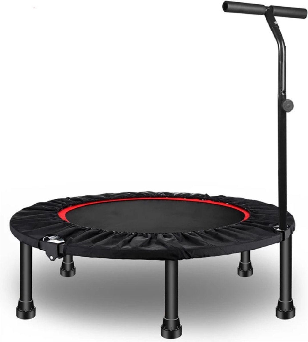 Tokuyi® Fitness Trampoline - Fitness Trampoline Opvouwbaar - Trampoline met Armsteun - Trampoline - Verstelbare Armsteun - Trampoline Rond - Max 100 KG - Zwart/Rood