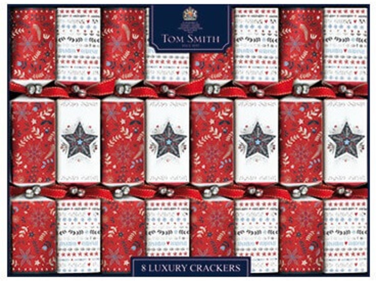 Christmas Crackers red&white star 8st