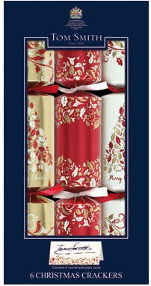 Christmas crackers rood-wit-goud-6st