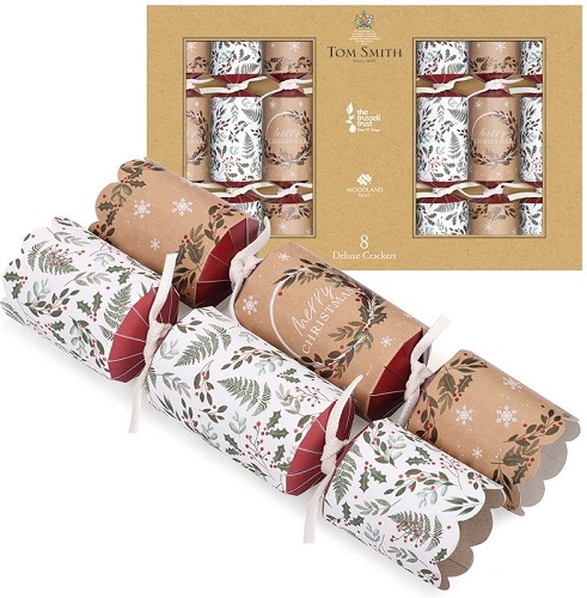 Tom Smith Christmas Crackers 8st  Deluxe Kraft 14 inch XAMTS2405