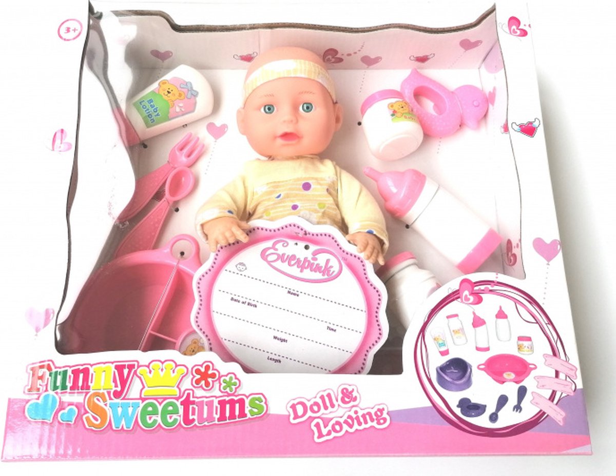 ApolloX babypop Funny Sweetums junior textiel roze/geel 2-delig