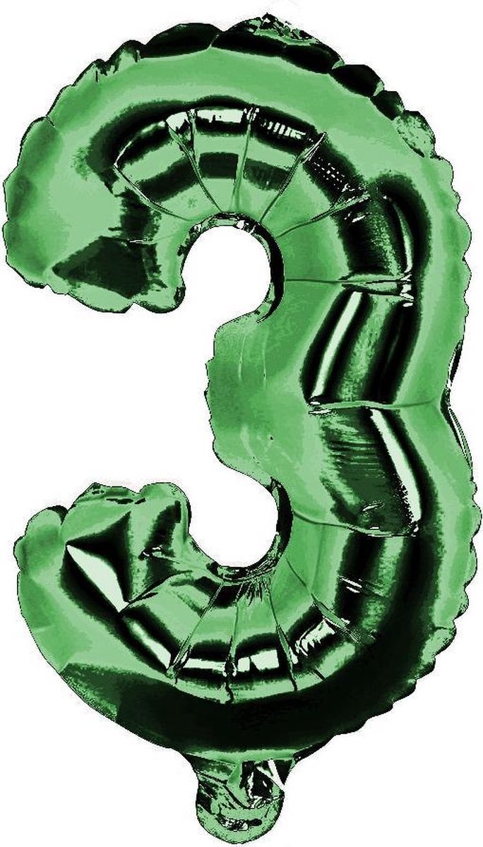 Tom Cijferballon 3 Folie 90 Cm Metallic Groen