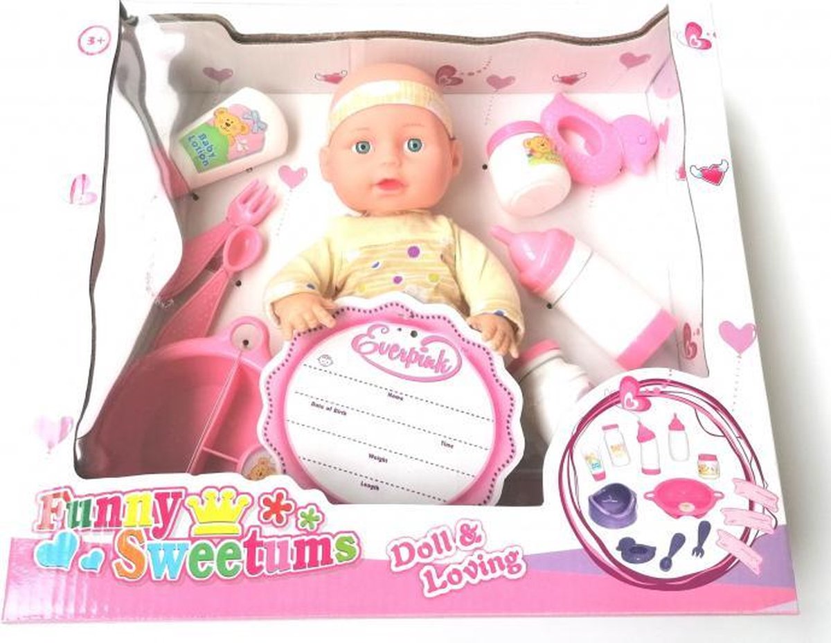 babypop Funny Sweetums junior textiel roze/geel 2-delig