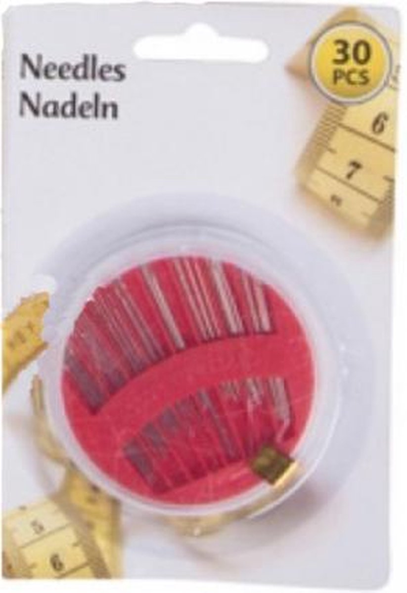 naaldenset 14 cm zilver/rood 30 stuks