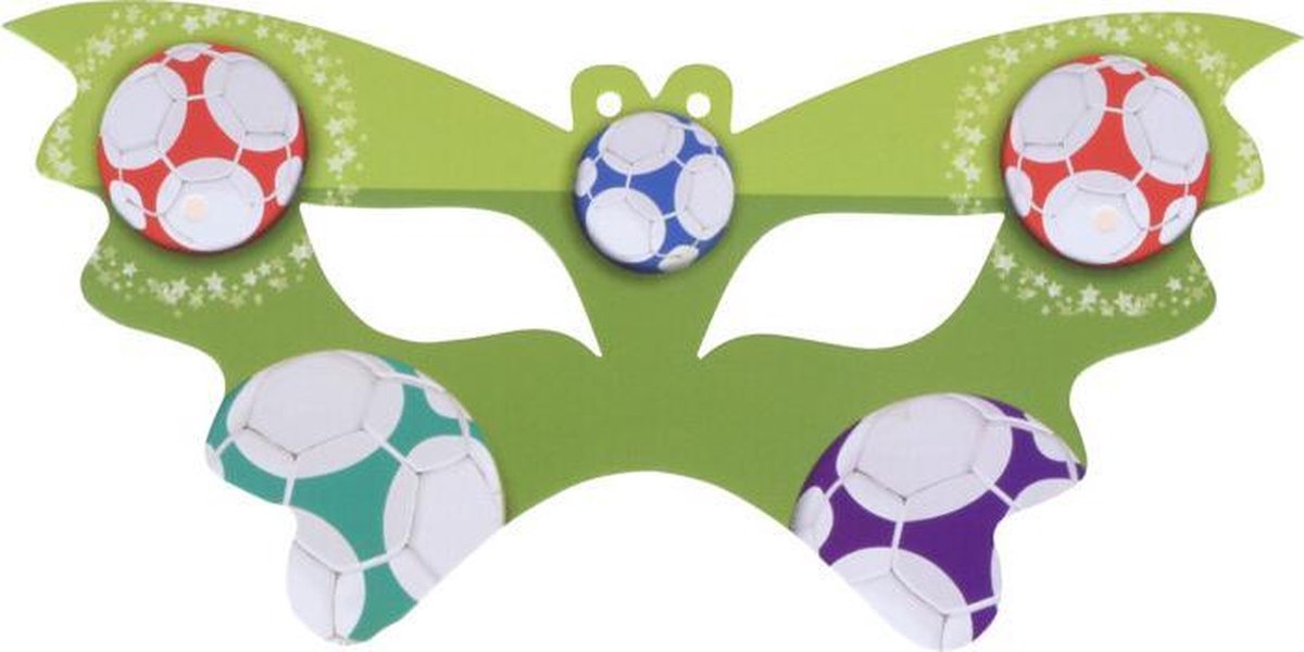 oogmasker Voetbal junior papier groen 8-delig