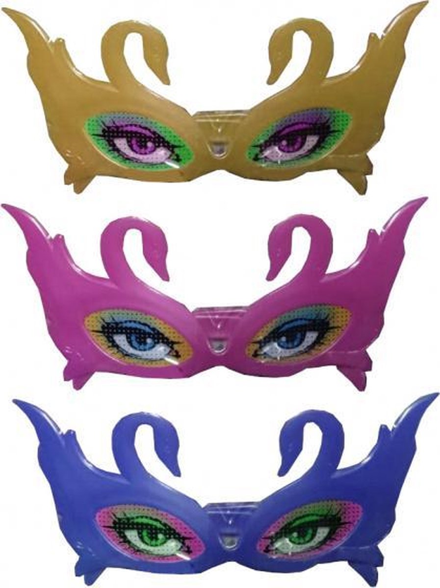 oogmaskers Diva meisjes 3 stuks one-size