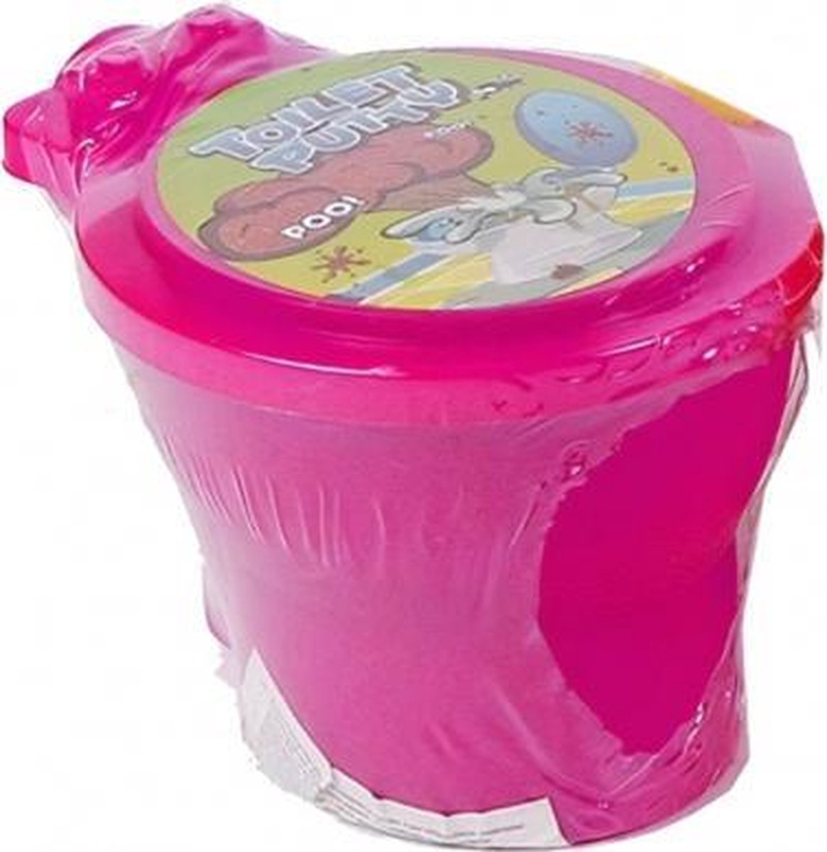 toilet met neonkleurige putty 10 cm junior roze