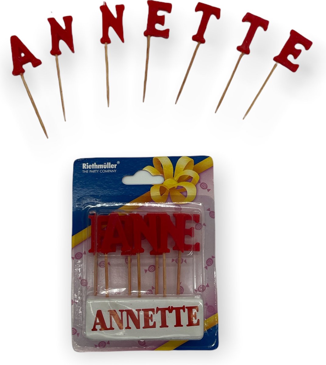 Namen Kaarsjes - Letter Kaars - Kaarsje Met Je Naam - ANNETTE - Rood - Verjaardag Kaarsje Naam ANNETTE