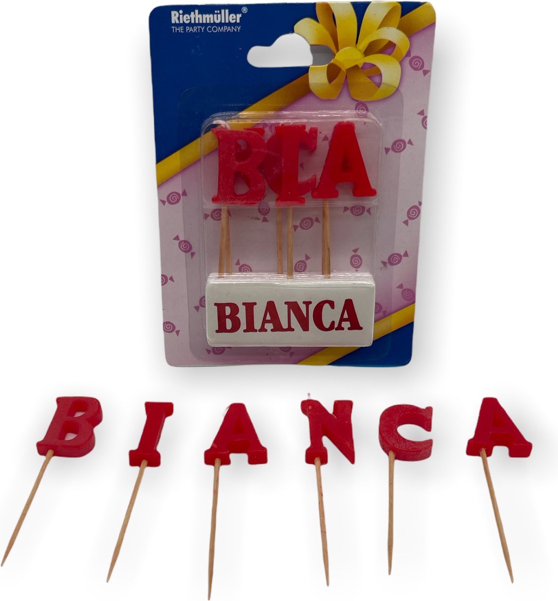 Namen Kaarsjes - Letter Kaars - Kaarsje Met Je Naam - Bianca - Rood - Verjaardag Kaarsje Naam Bianca