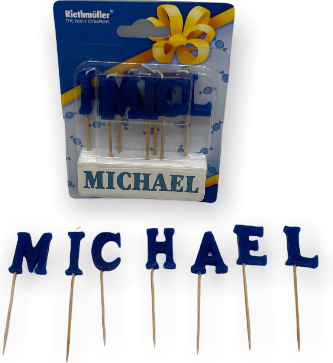 Namen Kaarsjes - Letter Kaars - Kaarsje Met Je Naam - MICHAEL- Blauw - Verjaardag Kaarsje Naam MICHAEL