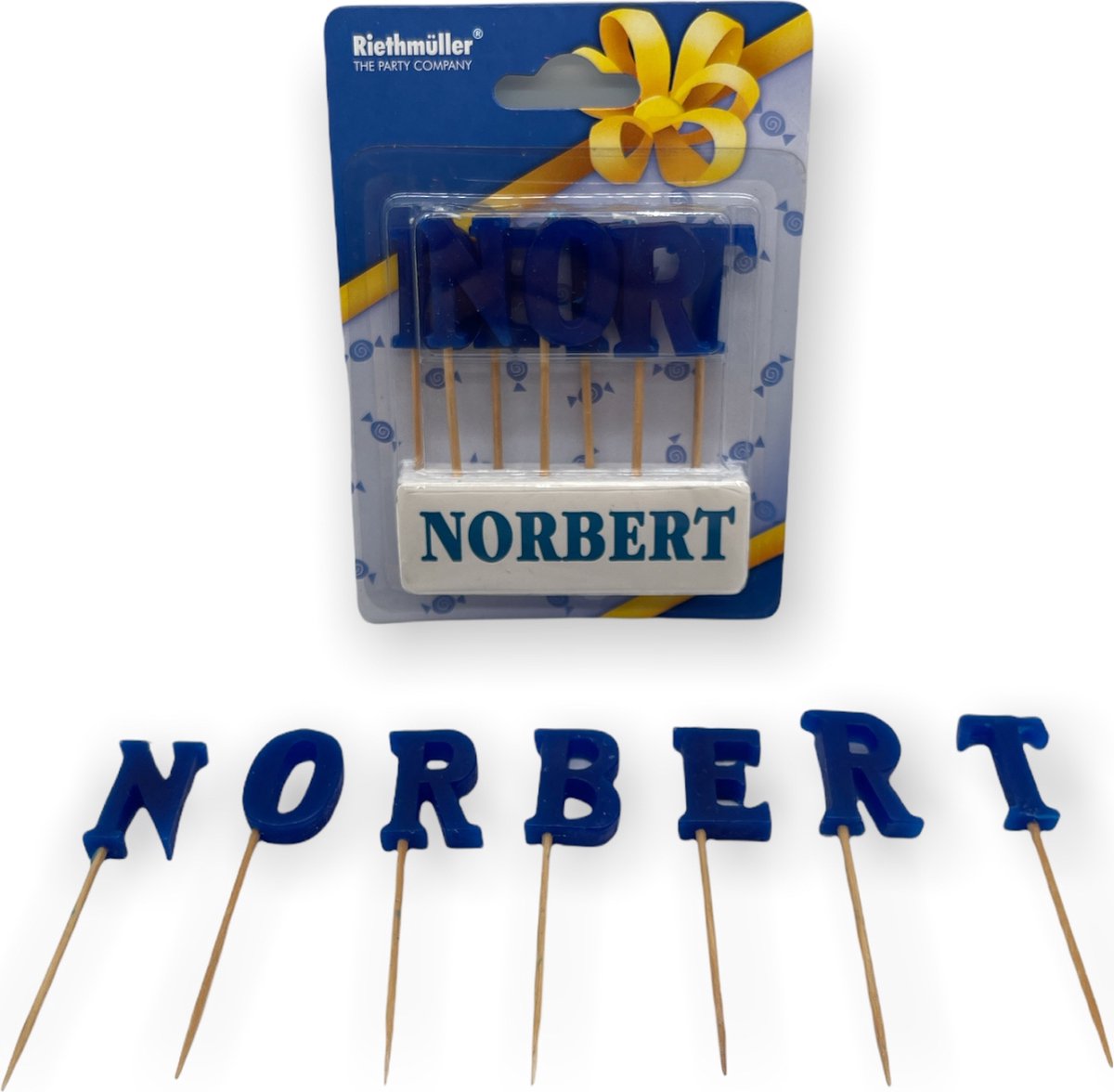 Namen Kaarsjes - Letter Kaars - Kaarsje Met Je Naam - NORBERT - Blauw - Verjaardag Kaarsje Naam NORBERT