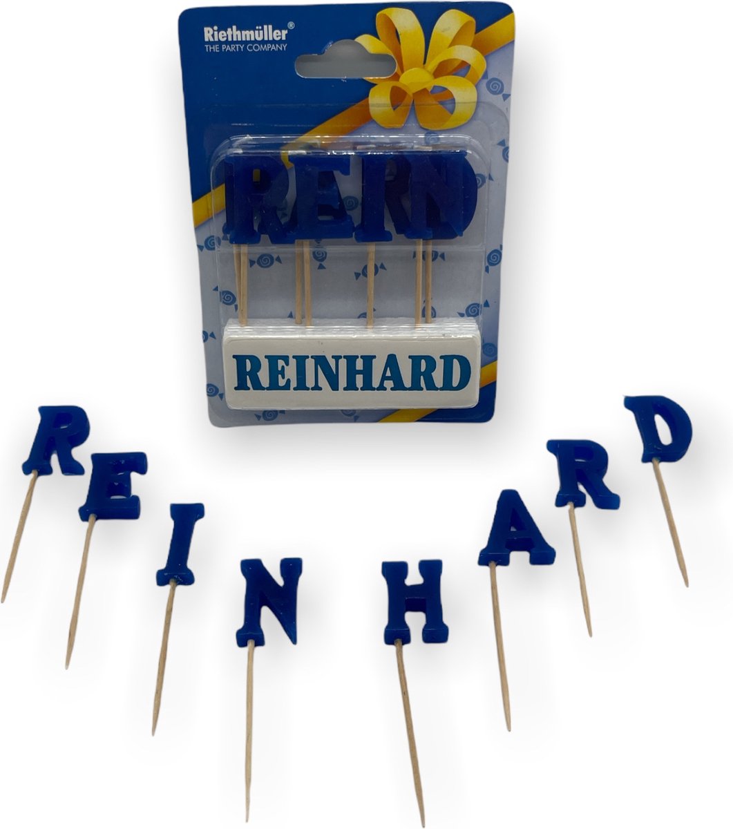 Namen Kaarsjes - Letter Kaars - Kaarsje Met Je Naam - REINHARD - Blauw - Verjaardag Kaarsje Naam REINHARD