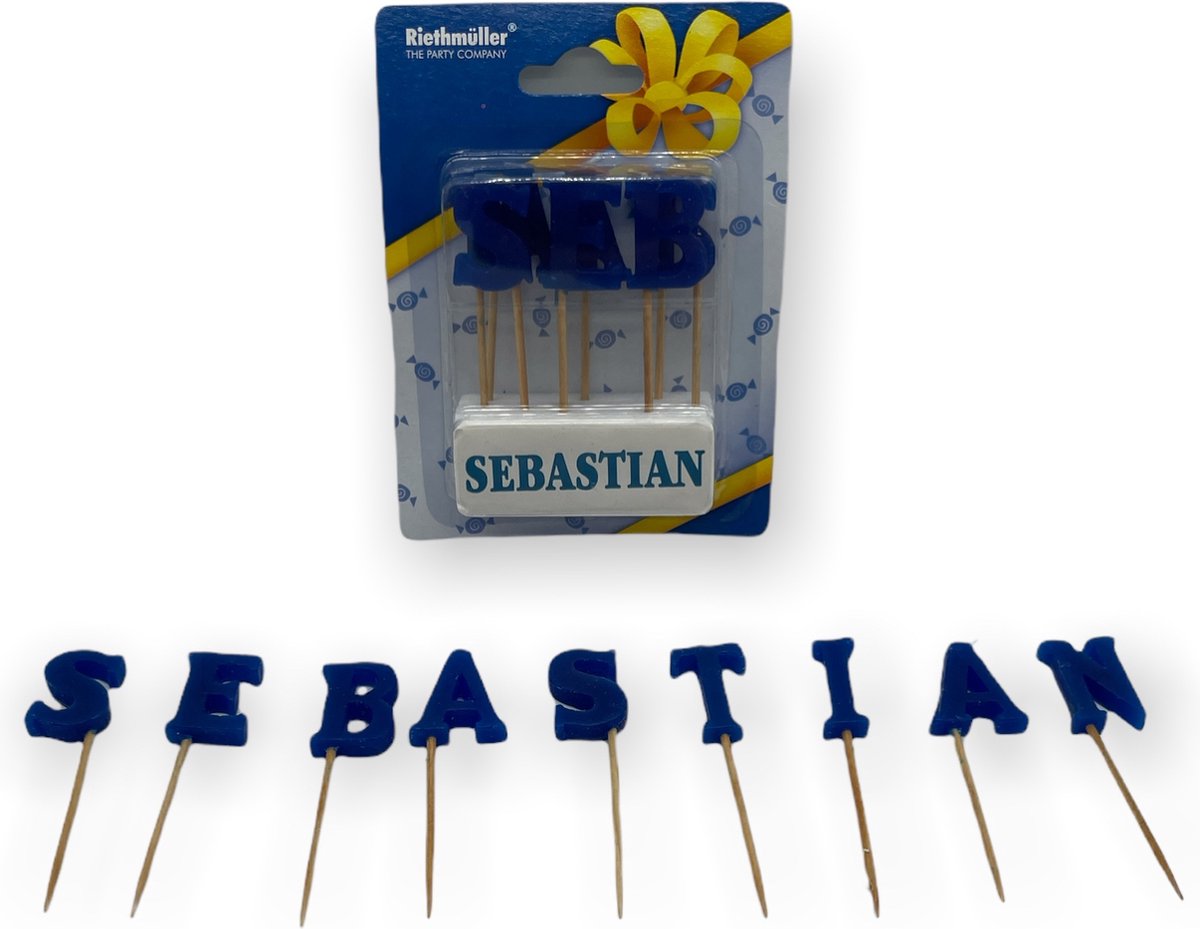 Namen Kaarsjes - Letter Kaars - Kaarsje Met Je Naam - SEBASTIAN - Blauw - Verjaardag Kaarsje Naam SEBASTIAN