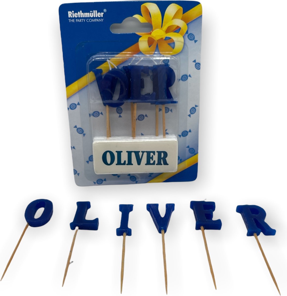 Namen Kaarsjes - Letter Kaars - Kaarsje met je naam - Oliver - Blauw - Verjaardag Kaarsje Naam Oliver