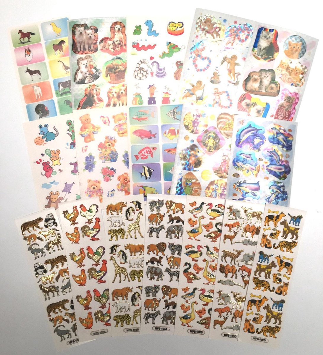 17 Kinder Stickervellen Assorti - Verschillende Sets