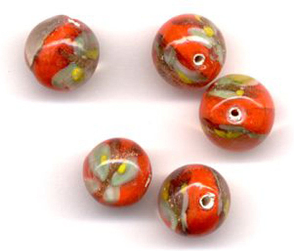 30 Stuks Hand-made Jewelry Beads - Oranje en Wit Design