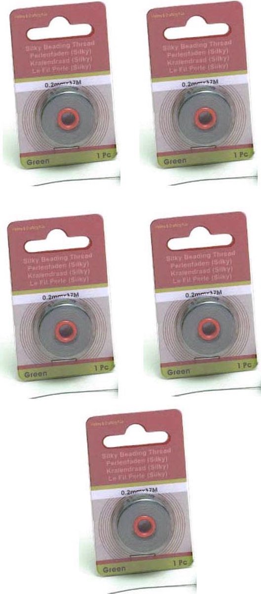 5 Rollen Kralendraad Silky - Groen - 0,2mm - Totaal 185 Meter!!