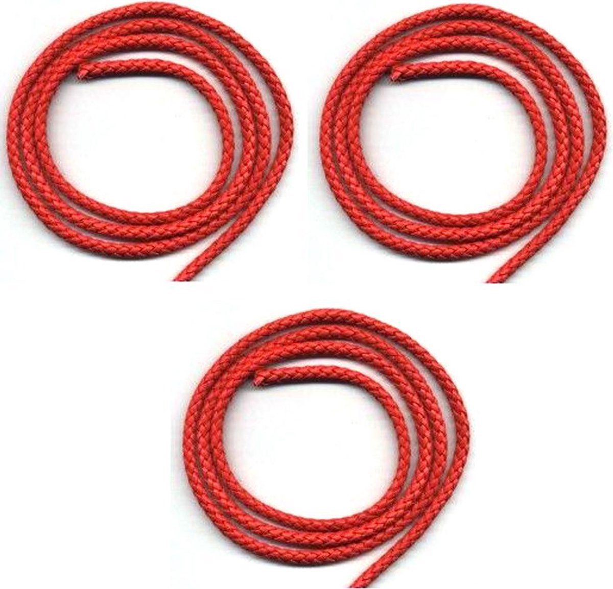 Gevlochten Imitatie Leren Koord - 5mm rond - Rood - 3x1meter