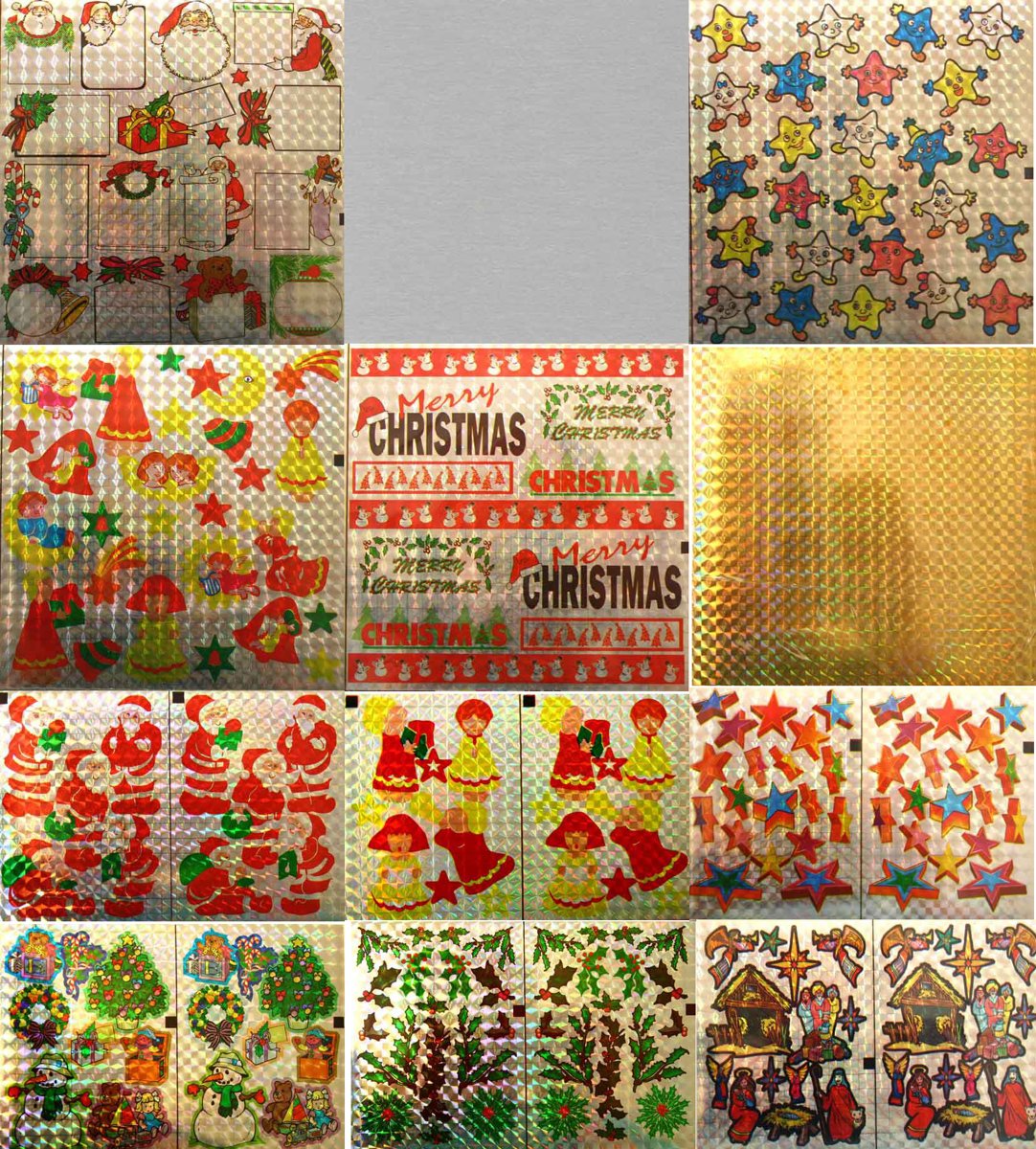 Kerst Holografische Knip Stickervellen - 60 Vellen - 12 verschillende - Gebruik ze voor op kados, kaarten of fotoalbums