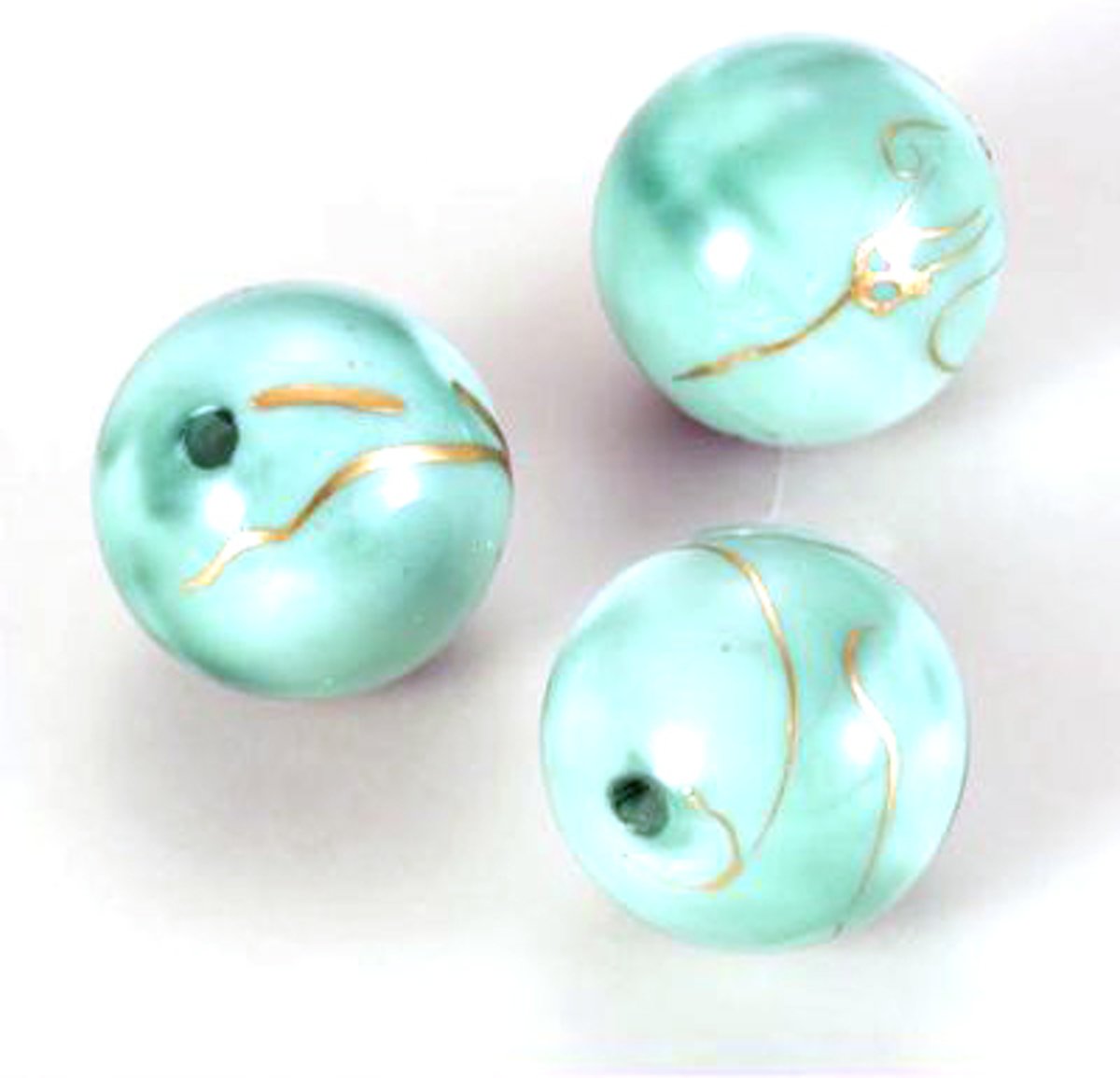 Rond - Oil Paint Jewelry Beads - Jade - 36 Stuks - 18mm