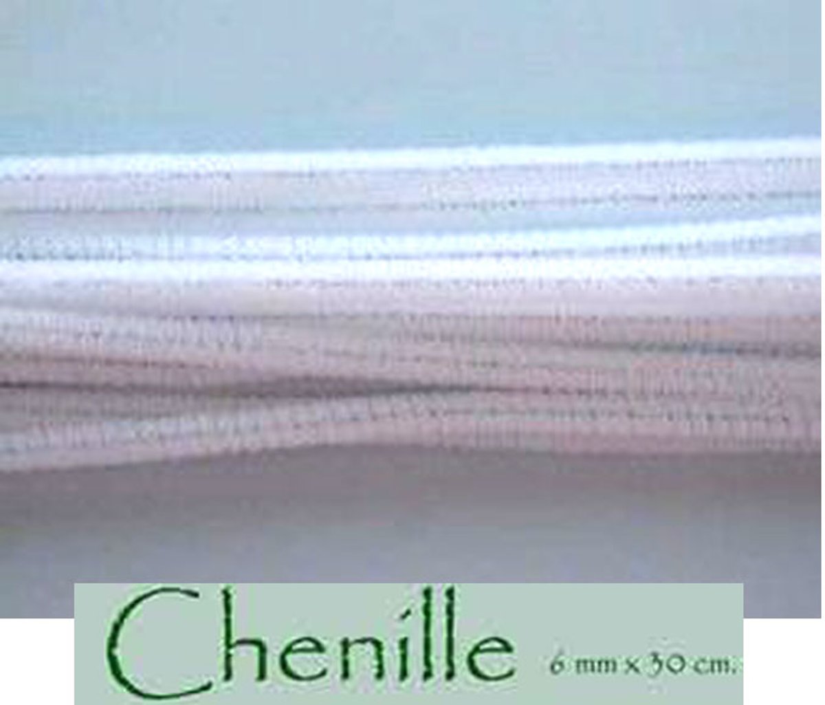 Witte Chenille/Pijpenrager/Knutseldraad -30cm x 6mm - 100 stuks