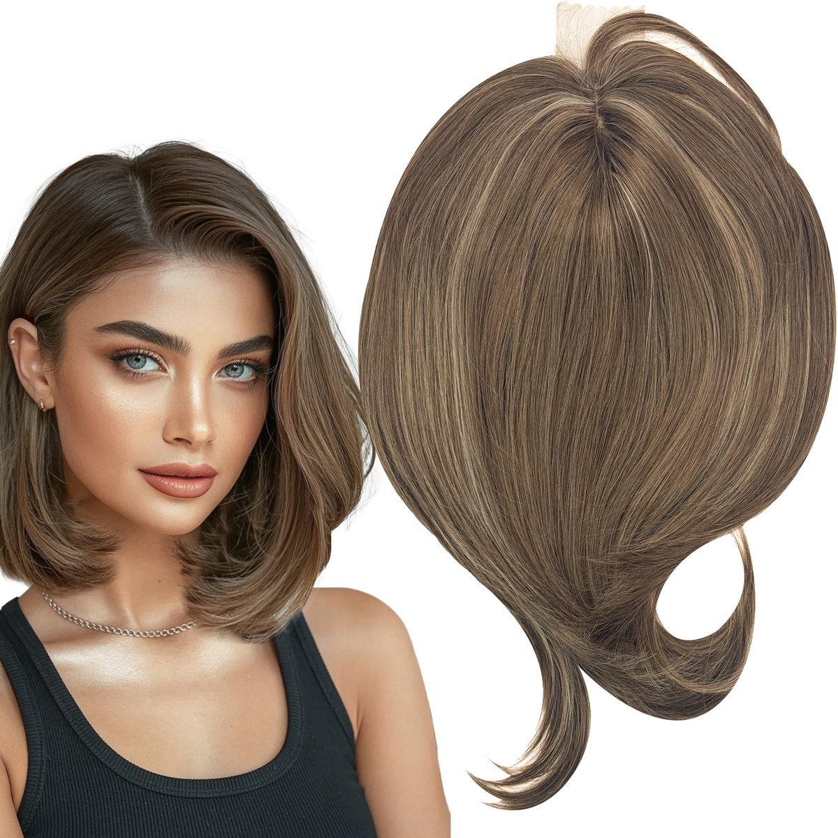   Synthetisch Haar Clip-in Bruin Balayage 40cm - Volle Haardichtheid