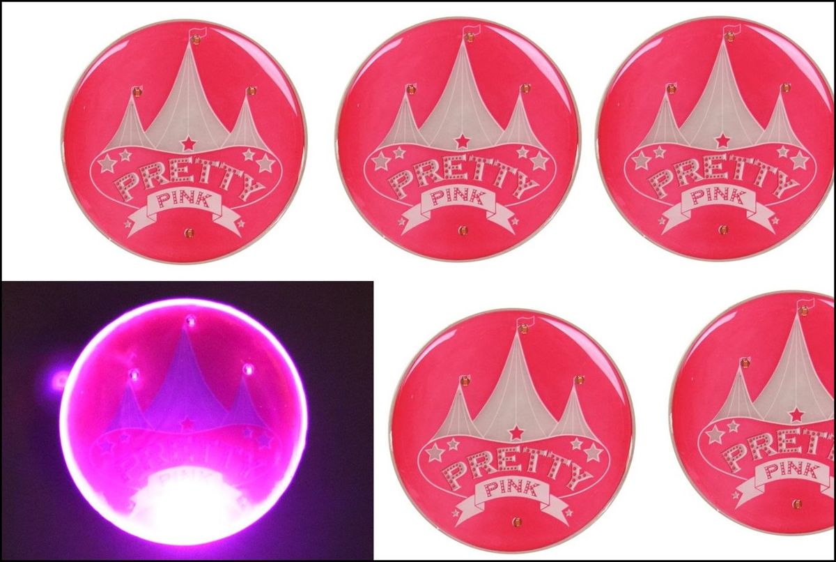 6x Toppers Button met lampjes Pretty Pink Circus