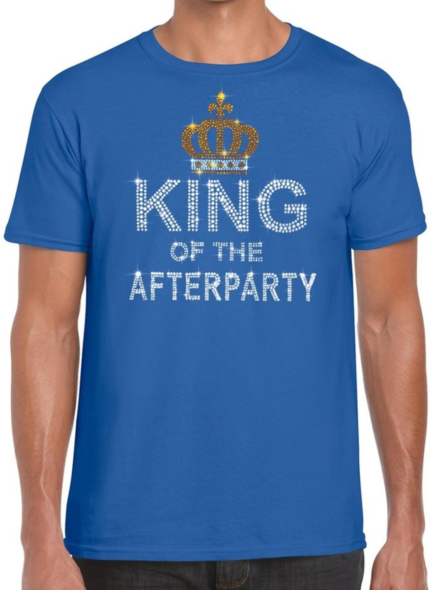 Toppers - Blauw King of the afterparty glitter steentjes t-shirt heren - Officiele Toppers in concert merchandise 2XL