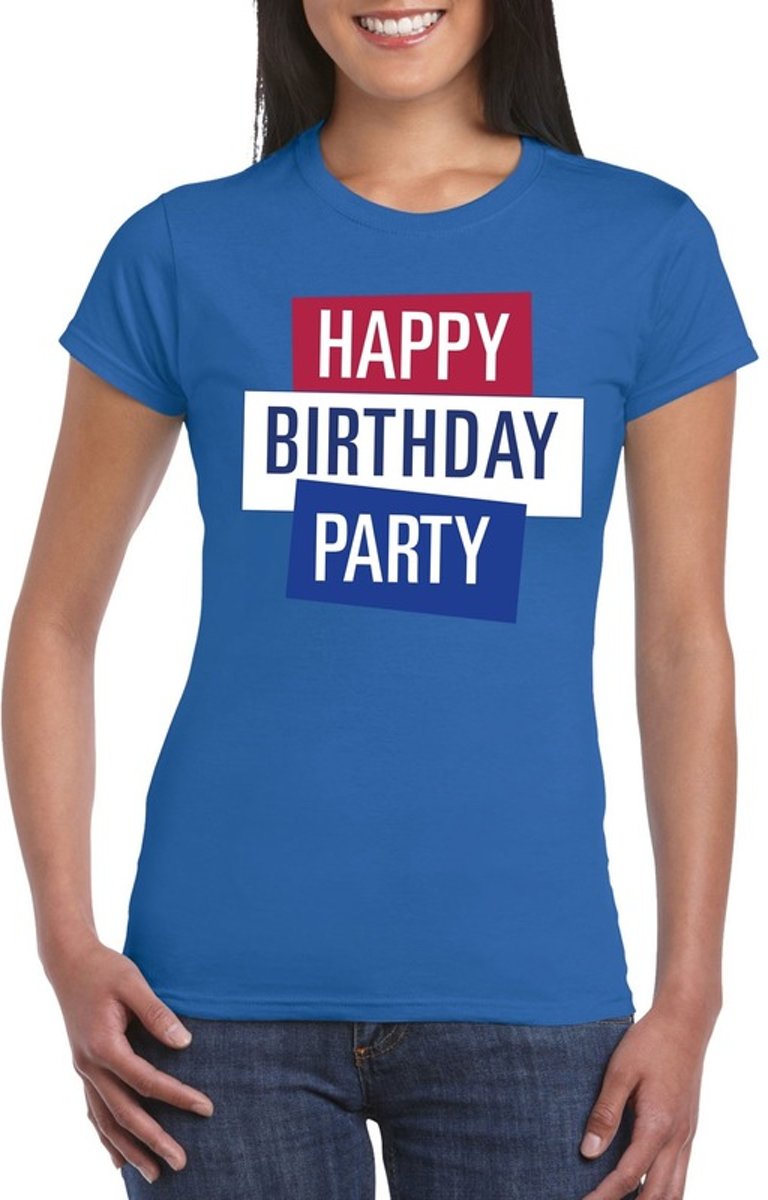 Toppers - Blauw Toppers in concert t-shirt Happy Birthday party dames - Officiele Toppers in concert merchandise XS