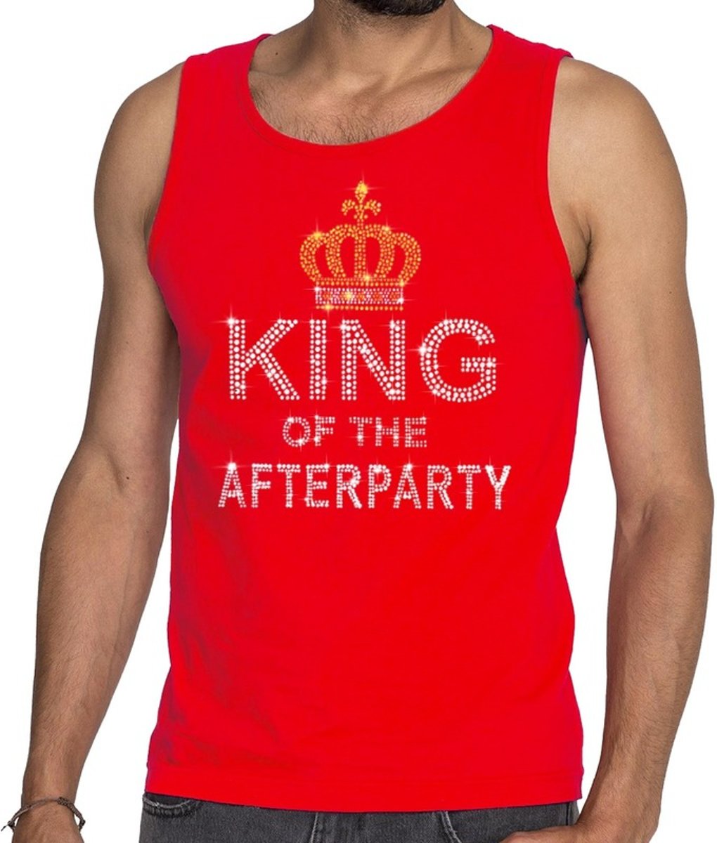 Toppers - Rood King of the afterparty glitter steentjes singlet/ mouwloos shirt heren - Officiele Toppers in concert merchandise 2XL