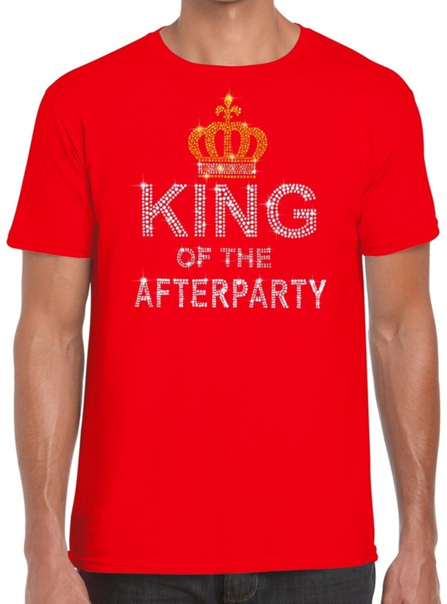 Toppers - Rood King of the afterparty glitter steentjes t-shirt heren - Officiele Toppers in concert merchandise 2XL