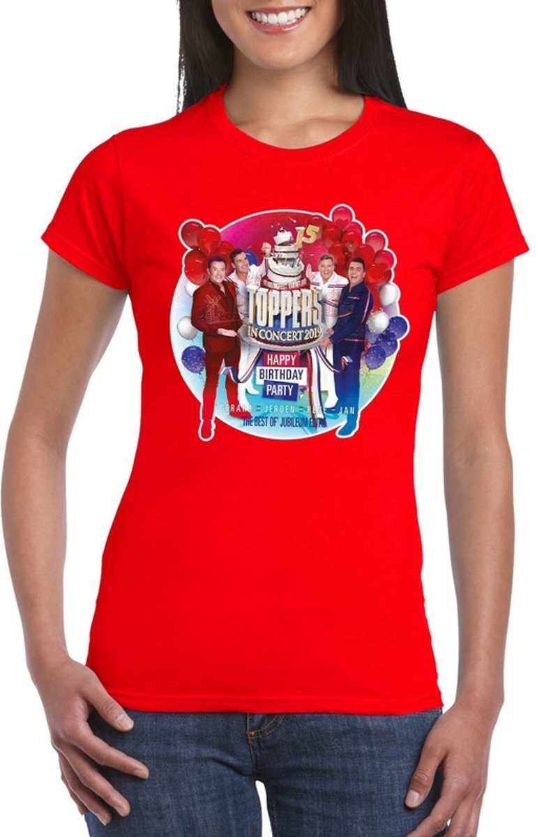 Toppers - Rood Toppers in concert 2019 officieel t-shirt dames - Officiele Toppers in concert merchandise 2XL