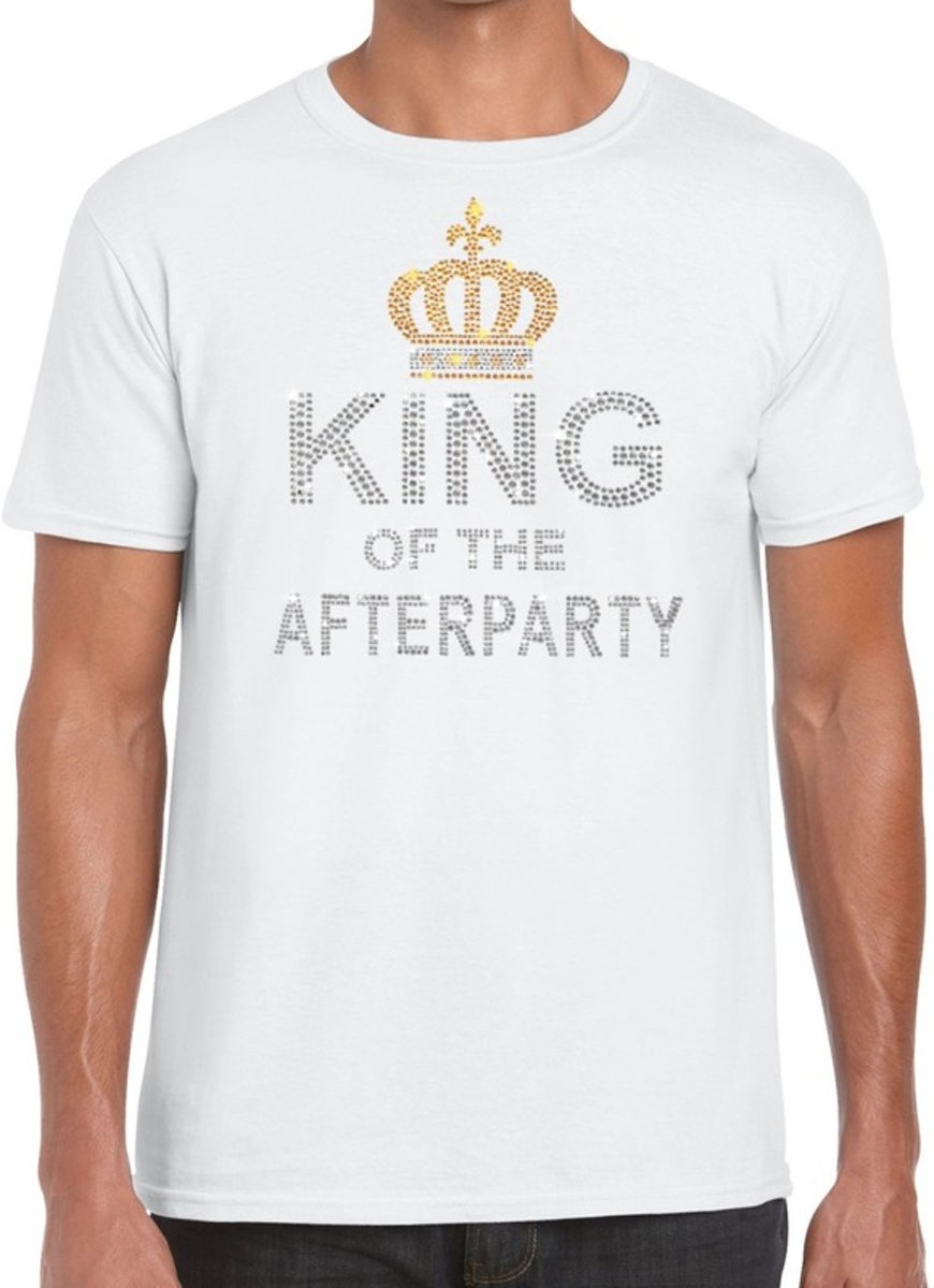 Toppers - Wit King of the afterparty glitter steentjes t-shirt heren - Officiele Toppers in concert merchandise 2XL