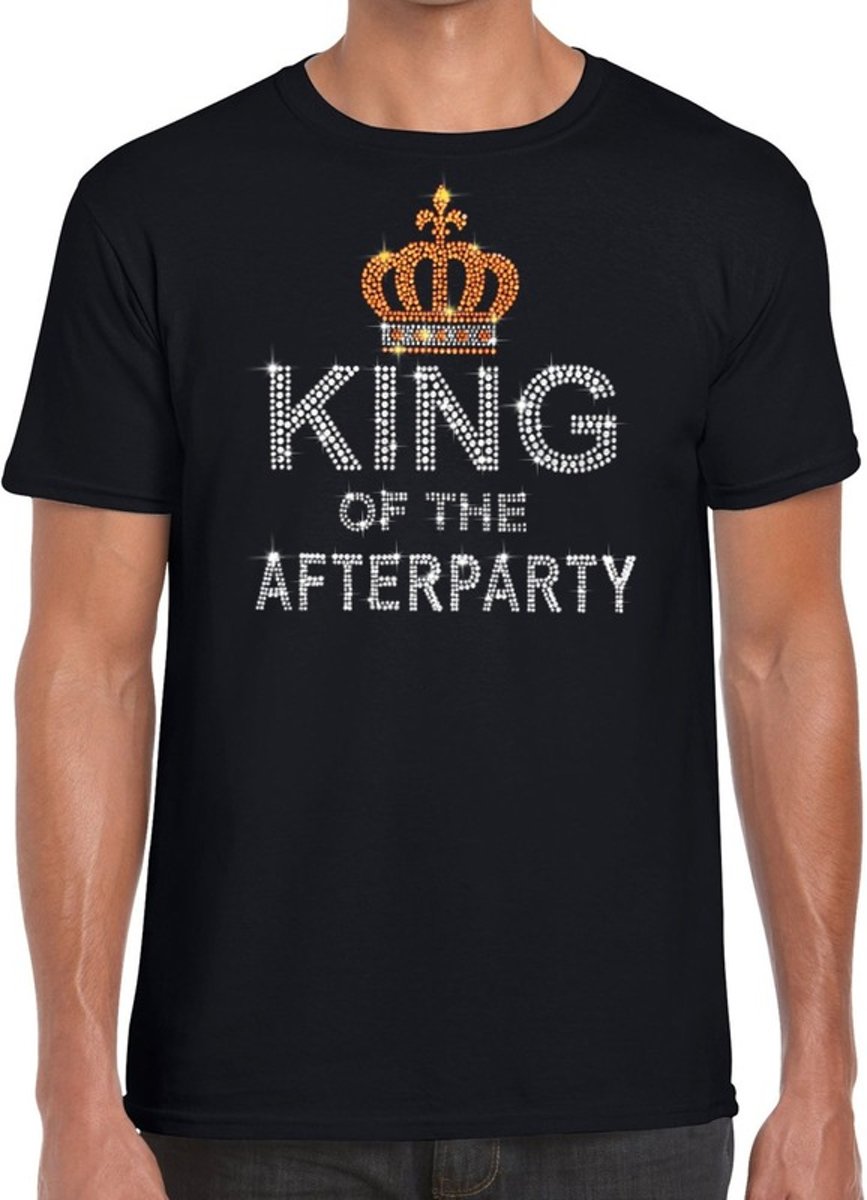 Toppers - Zwart King of the afterparty glitter steentjes t-shirt heren - Officiele Toppers in concert merchandise 2XL