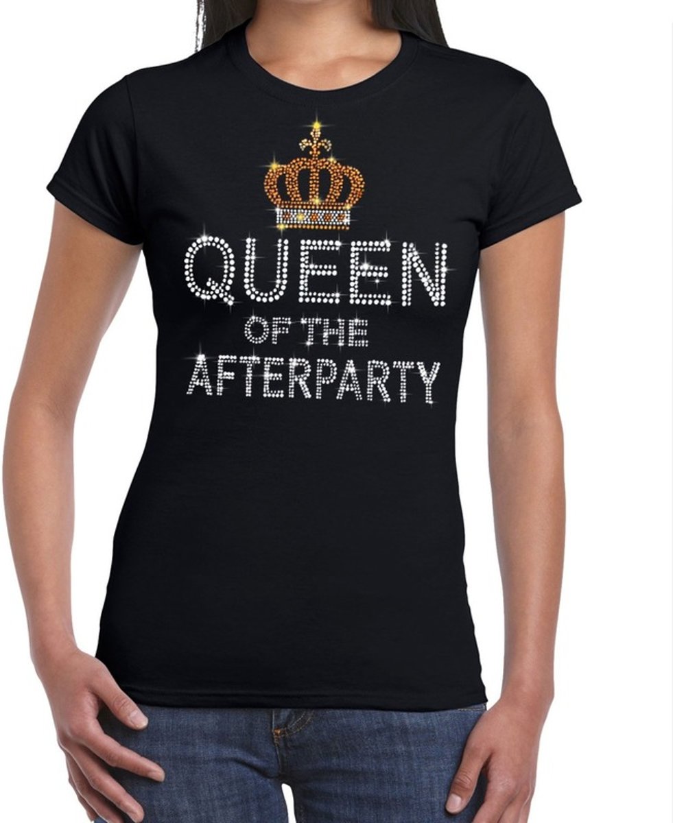 Toppers - Zwart Queen of the afterparty glitter steentjes t-shirt dames - Officiele Toppers in concert merchandise 2XL