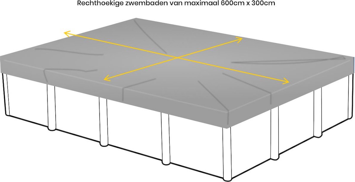   afdekzeil rechthoekig zwembad 600 x 300cm (zeilmaat 660 x 360)