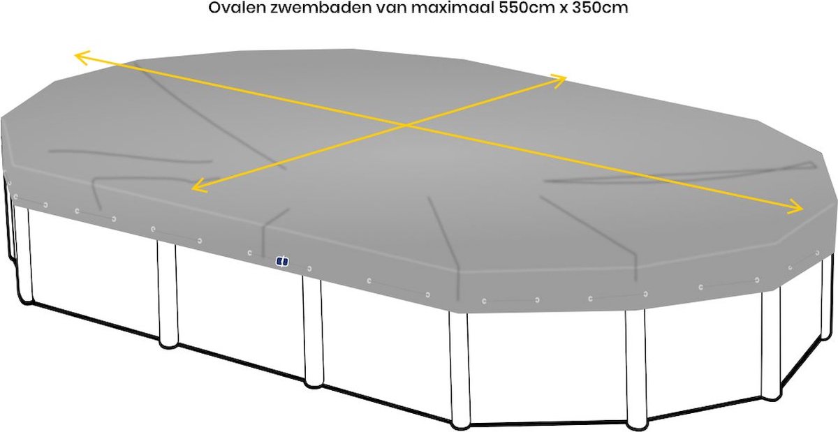   afdekzeil voor ovaal zwembad 550 x 350cm (zeilmaat 610 x 410)