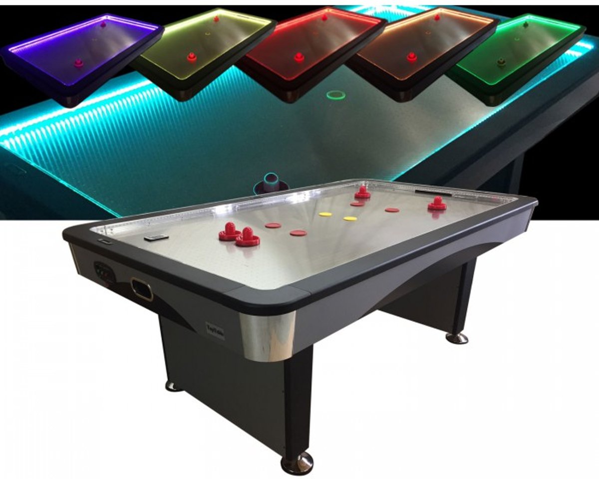 Airhockey TopTable Fast Flash Steel & Multi LED 7ft+