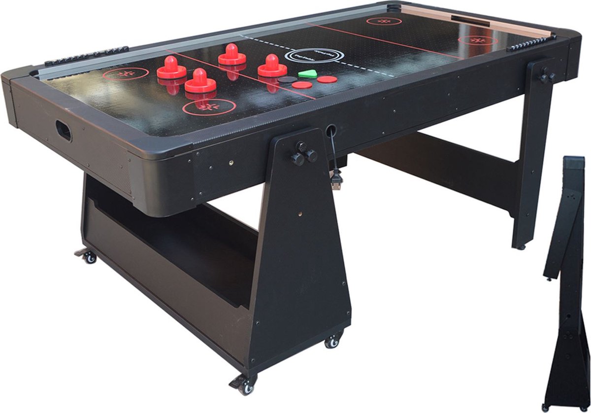 TopTable Easy Mobile Black Grey 6,5ft - Gemakkelijk Opklapbare Airhockey