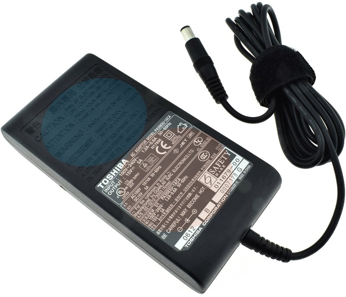 Toshiba 75W Laptop Adapter 15V 5A Ronde PIN Origineel