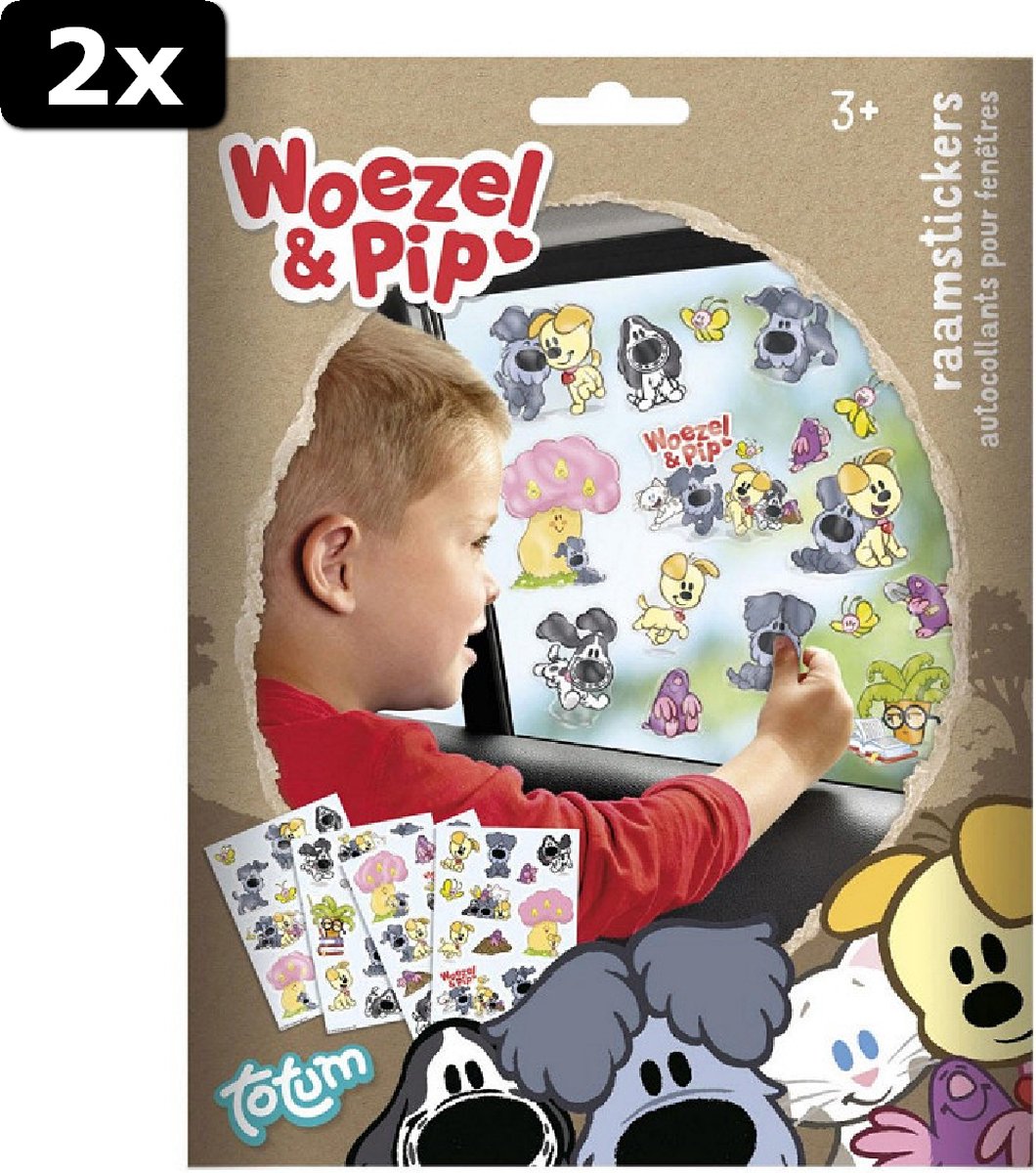 2x Totum Woezel en Pip raamstickers