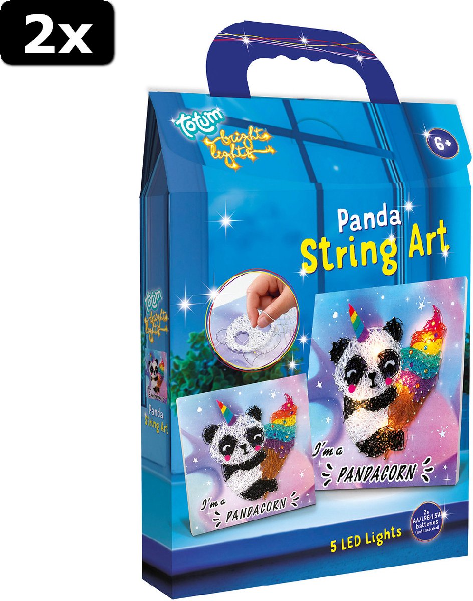 2x Totum Bright Lights String Art Panda