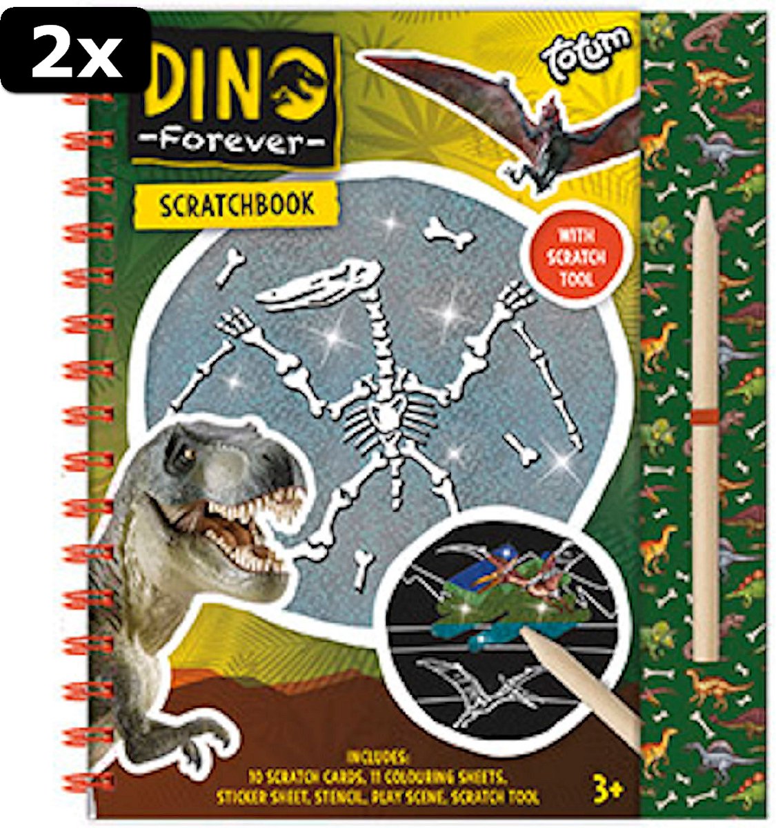 2x Totum Dino Scratch Book