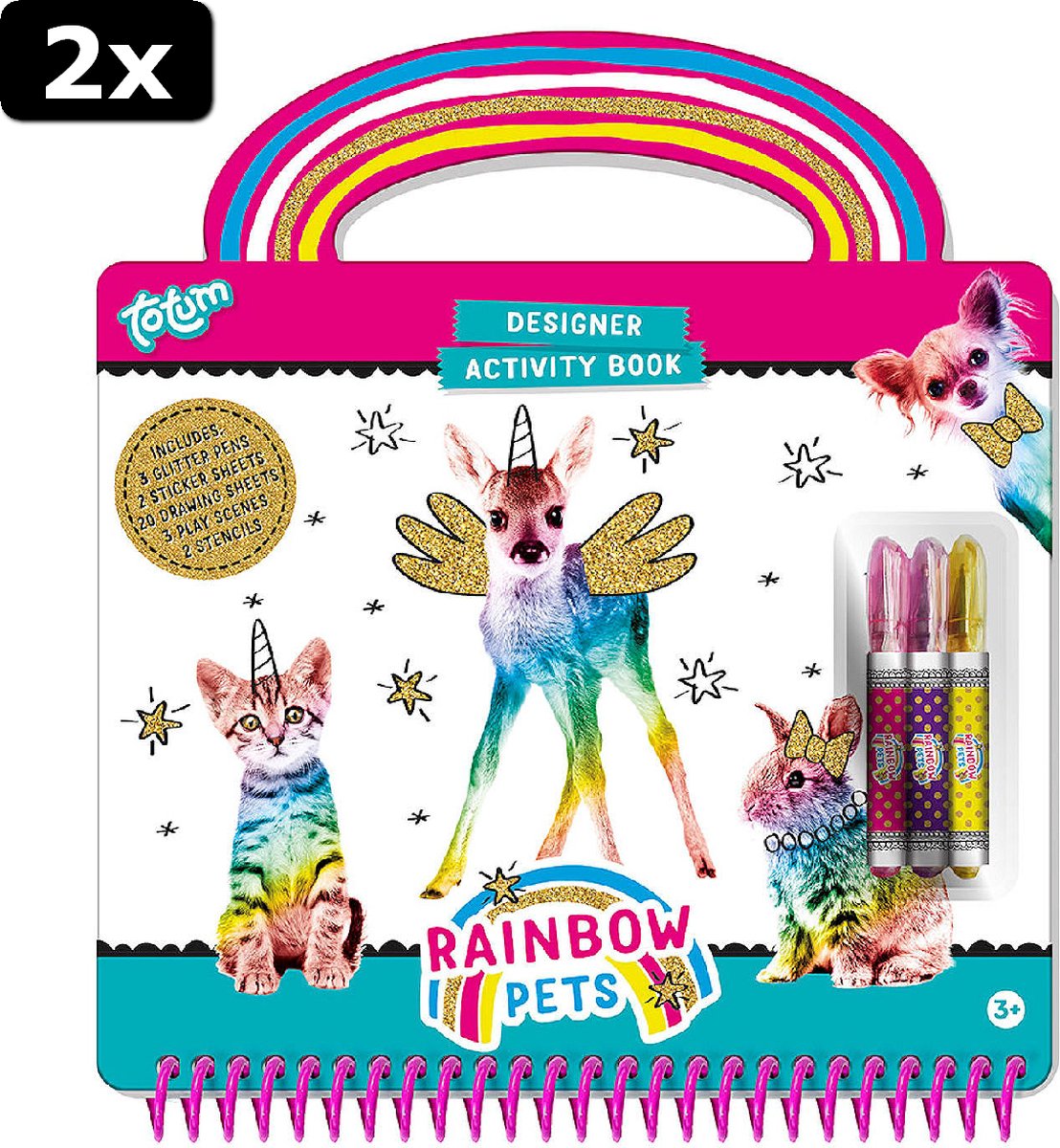 2x Totum Rainbow Pets Designer Activiteiten Boek