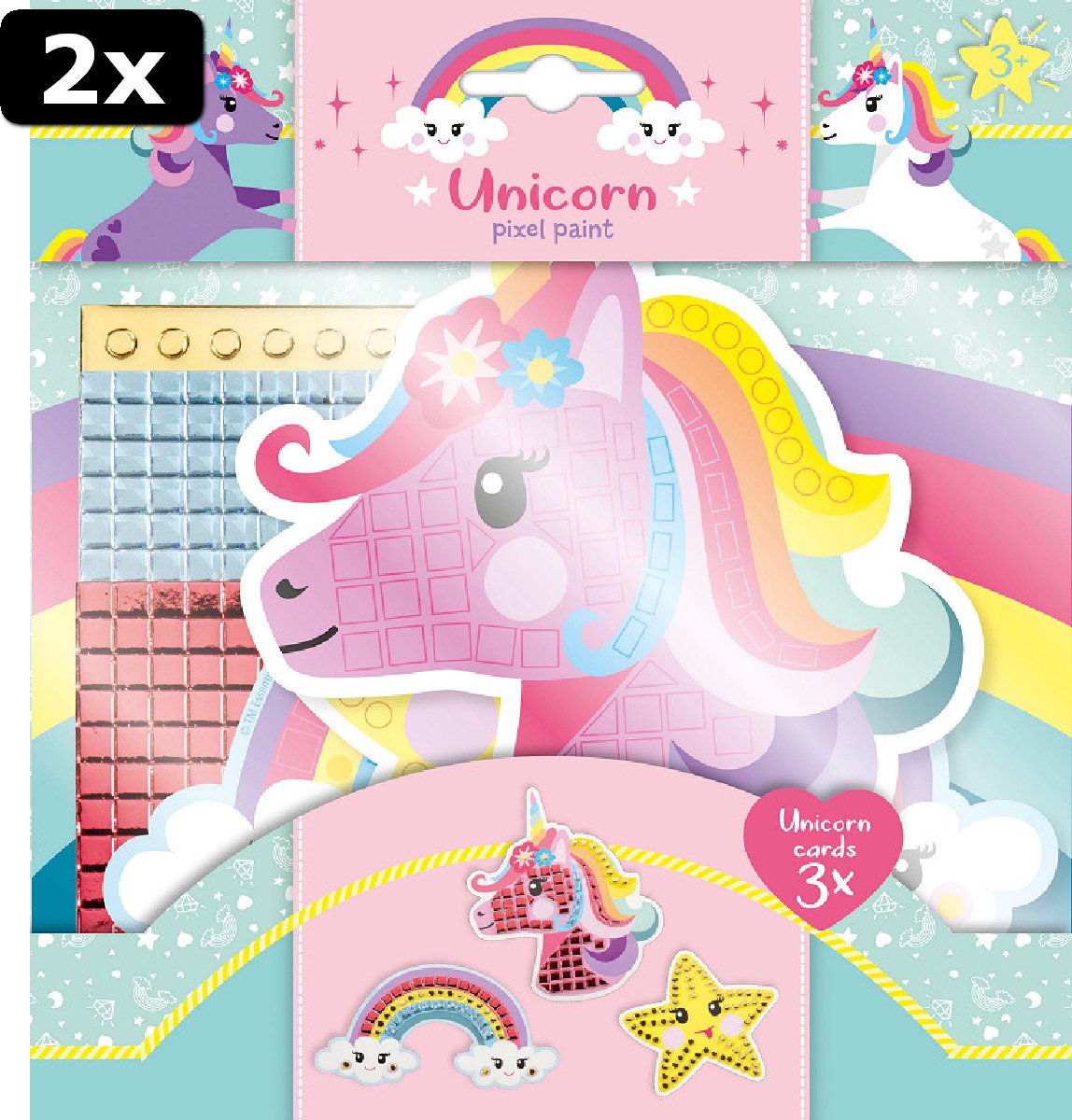 2x Totum Unicorn Pixel Paint mozaiek