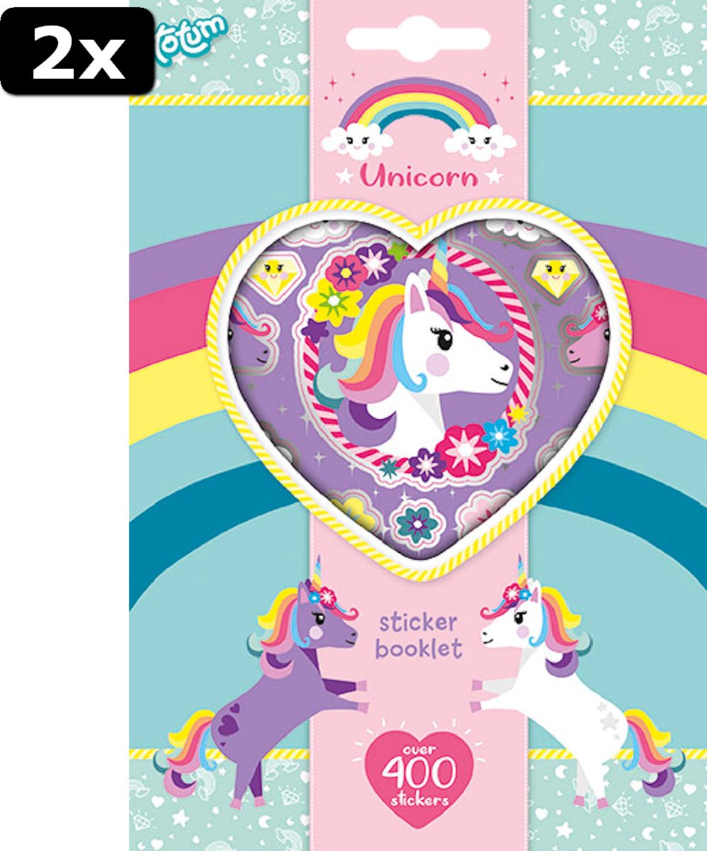 2x Totum Unicorn Stickerbook 4 Sheets 200 stickers