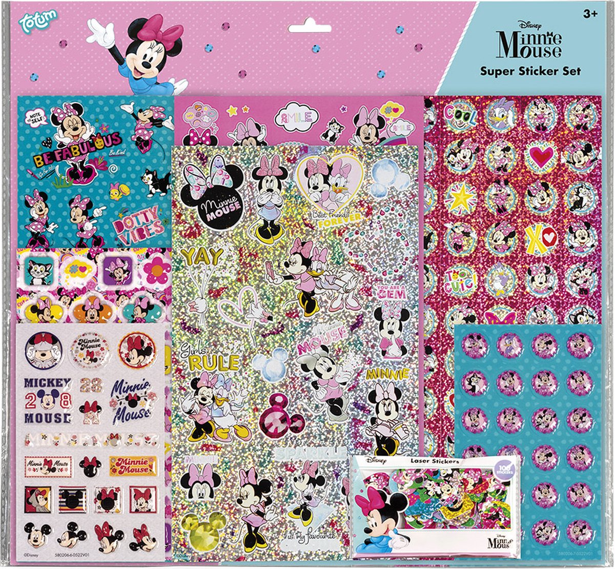 Disney Minnie super stickerset XL - 7 stickervellen incl. metallic en 3D puffy stickers