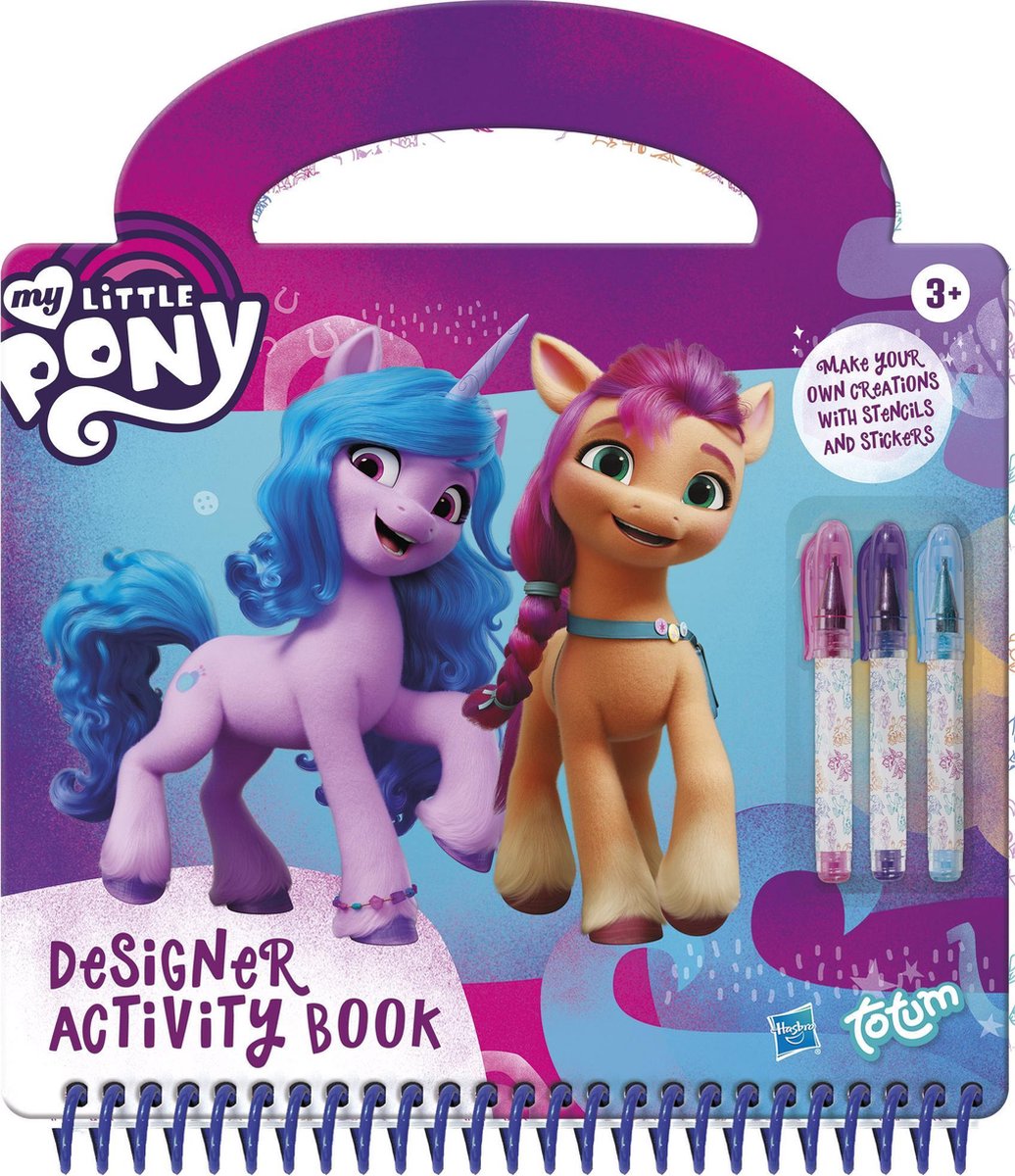 My Little Pony - Totum designer activiteiten- en tekenboek incl. stickers en sjablonenn en gelpennen 23 x 25 cm