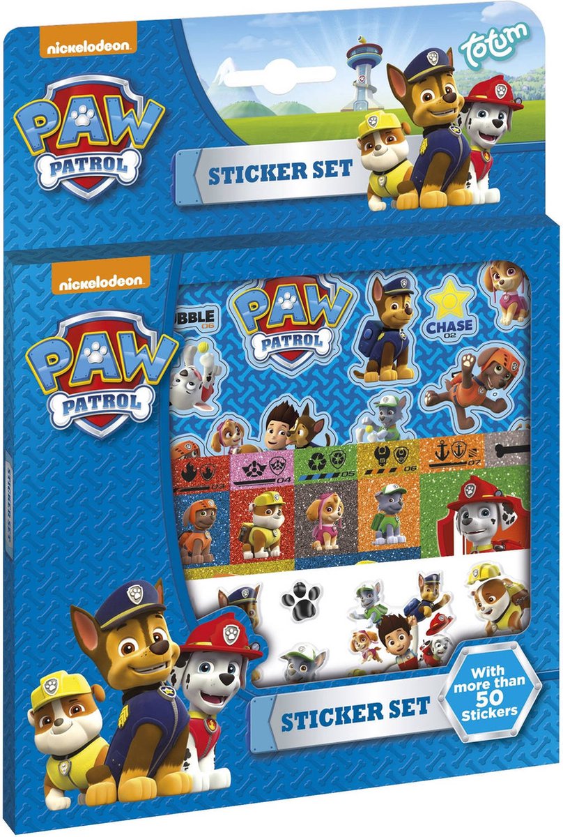 Paw Patrol Sticket Set - Stickerpakket van Paw patrol - PawPatrol Stickers van Chase, Marshall, Rubble, Skye en de rest - 50 Stuks - Nickelodeon Paw Patrol Stickers - merk: Totum - Stickervel Paw Patrol - kinder Stickers - Stickers voor Kinderen